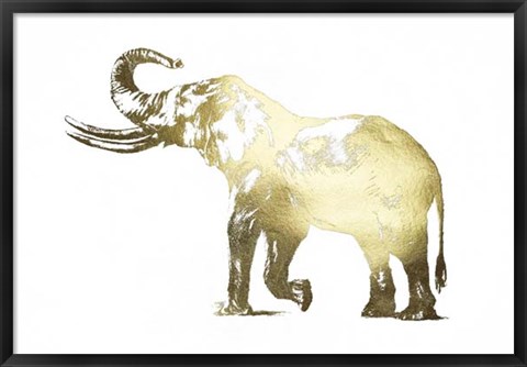 Framed Gold Foil Elephant I Print