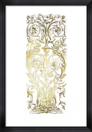 Framed Gold Foil Renaissance Panel I Print