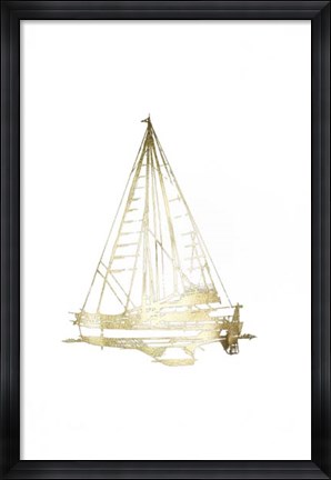 Framed Gold Foil Yacht Sketches I Print