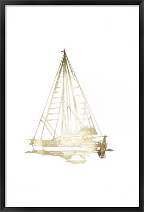 Framed Gold Foil Yacht Sketches I Print