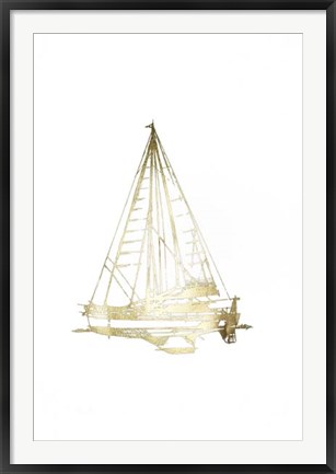 Framed Gold Foil Yacht Sketches I Print