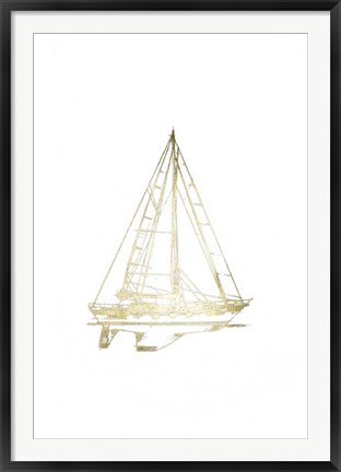 Framed Gold Foil Yacht Sketches II Print