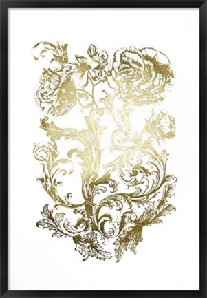 Framed Gold Foil Flora &amp; Filigree Print