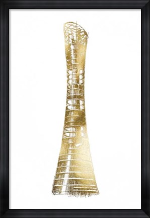Framed Gold Foil Aspire Tower, Doha Print