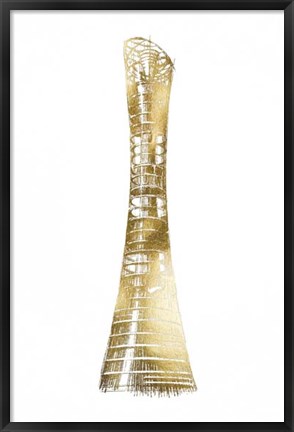 Framed Gold Foil Aspire Tower, Doha Print