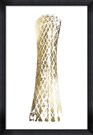 Framed Gold Foil Tornado Tower, Doha Print