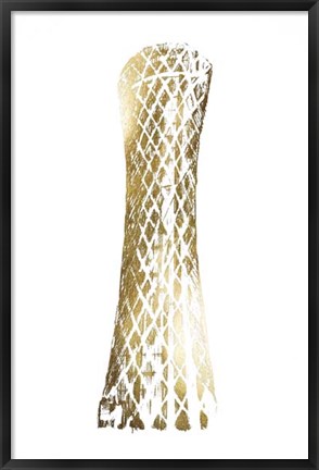 Framed Gold Foil Tornado Tower, Doha Print