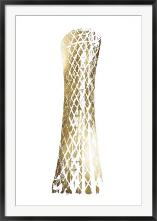 Framed Gold Foil Tornado Tower, Doha Print