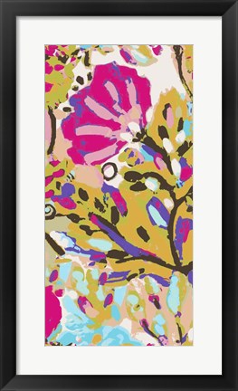 Framed Pink Boho Floral I Print