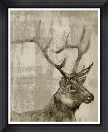 Framed Sepia Elk Print