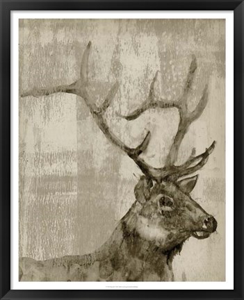 Framed Sepia Elk Print