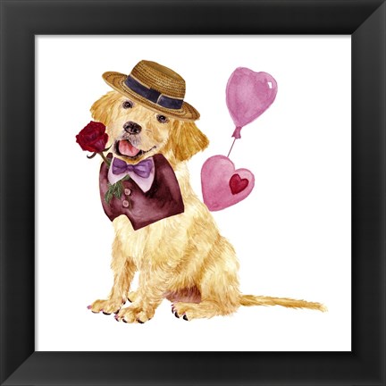 Framed Valentine Puppy V Print