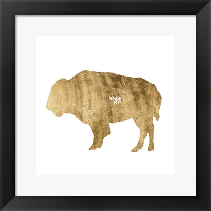 Framed Brushed Gold Animals I Print