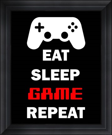Framed Eat Sleep Game Repeat  - Black Print