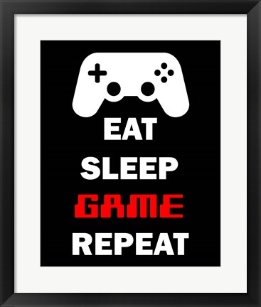 Framed Eat Sleep Game Repeat  - Black Print