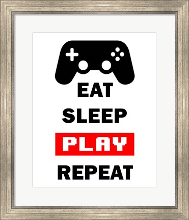 Framed Eat Sleep Game Repeat  - White and Red Print