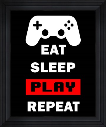 Framed Eat Sleep Game Repeat  - Black and Red Print