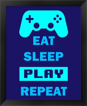 Framed Eat Sleep Game Repeat  - Blue Print