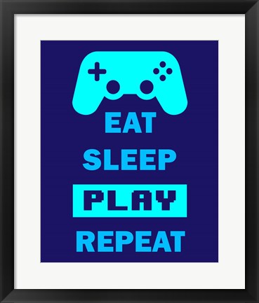 Framed Eat Sleep Game Repeat  - Blue Print