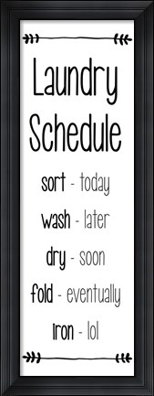 Framed Laundry Schedule  - White Print