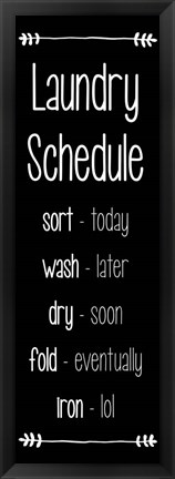 Framed Laundry Schedule  - Black Print