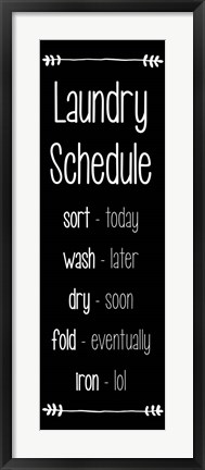 Framed Laundry Schedule  - Black Print