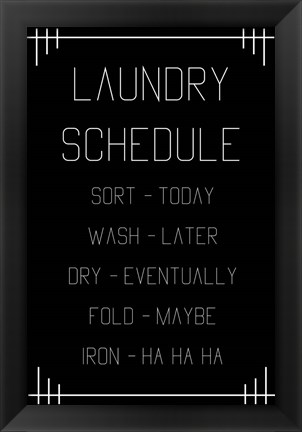 Framed Laundry Schedule  - Black Geometric Print