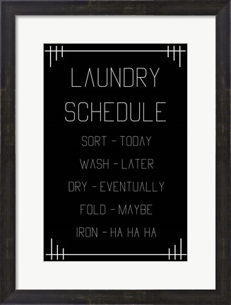 Framed Laundry Schedule  - Black Geometric Print