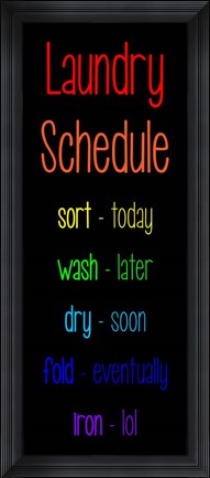 Framed Laundry Schedule  - Rainbow Print