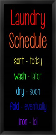 Framed Laundry Schedule  - Rainbow Print