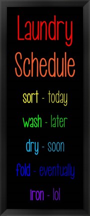 Framed Laundry Schedule  - Rainbow Print