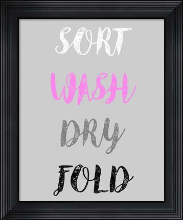 Framed Sort Wash Dry Fold  - Gray and Pink Print