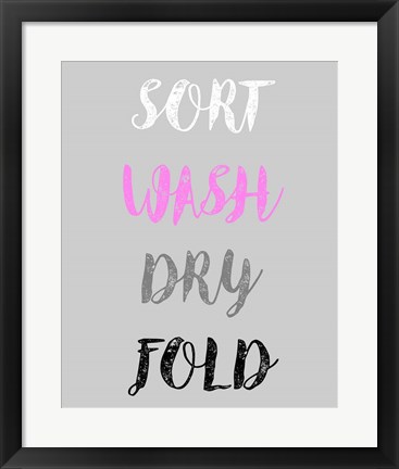 Framed Sort Wash Dry Fold  - Gray and Pink Print