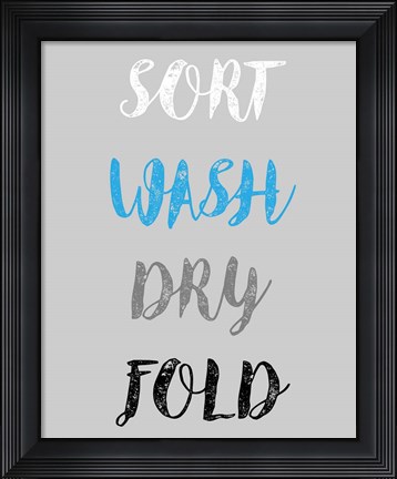 Framed Sort Wash Dry Fold  - Gray and Blue Print