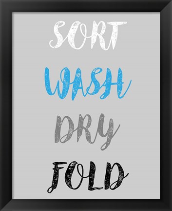 Framed Sort Wash Dry Fold  - Gray and Blue Print