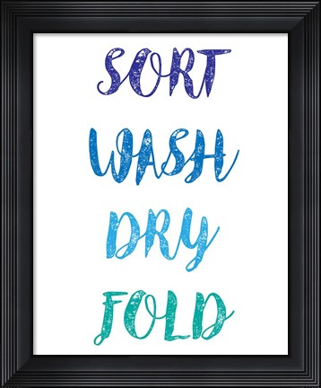 Framed Sort Wash Dry Fold  - White and Blue Print