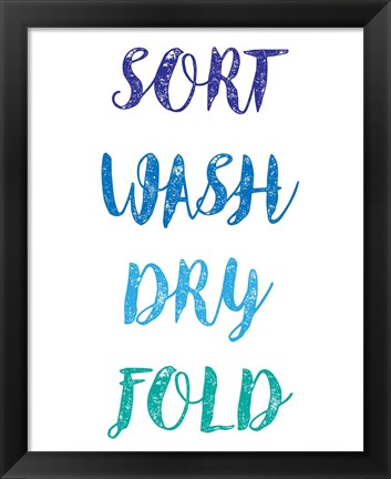 Framed Sort Wash Dry Fold  - White and Blue Print