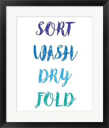 Framed Sort Wash Dry Fold  - White and Blue Print