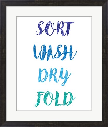 Framed Sort Wash Dry Fold  - White and Blue Print