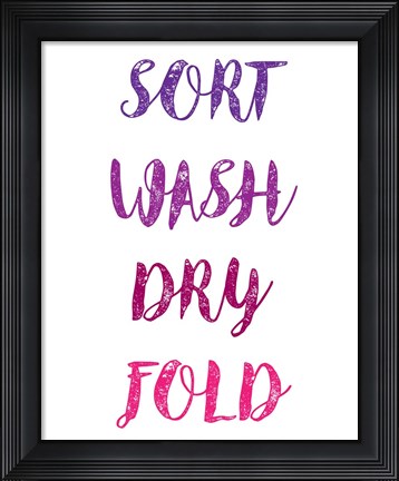 Framed Sort Wash Dry Fold  - White and Purple Print