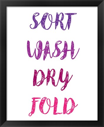 Framed Sort Wash Dry Fold  - White and Purple Print