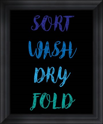 Framed Sort Wash Dry Fold  - Black and Blue Print