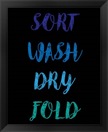 Framed Sort Wash Dry Fold  - Black and Blue Print