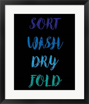 Framed Sort Wash Dry Fold  - Black and Blue Print