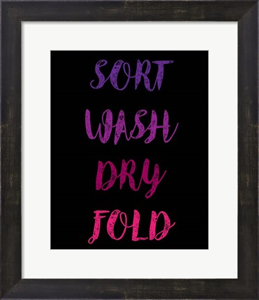 Framed Sort Wash Dry Fold  - Black and Purple Print