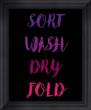 Framed Sort Wash Dry Fold  - Black and Purple Print