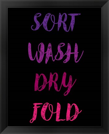 Framed Sort Wash Dry Fold  - Black and Purple Print