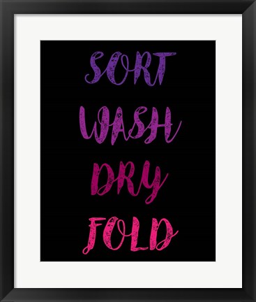 Framed Sort Wash Dry Fold  - Black and Purple Print