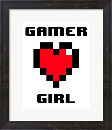Framed Gamer Girl  - White Print