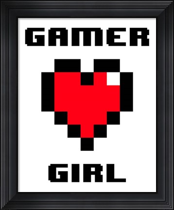 Framed Gamer Girl  - White Print